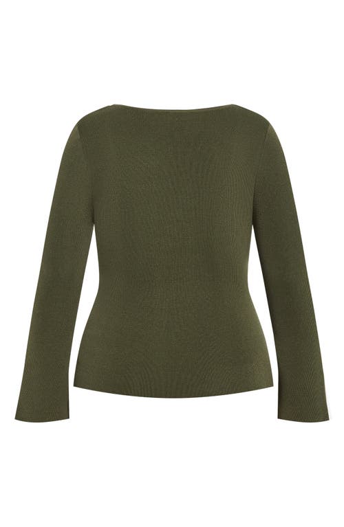 City Chic Brooklyn Rib Sweater In Green
