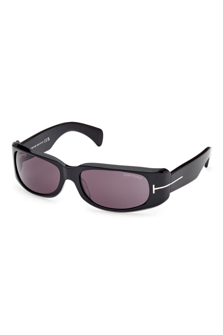 59mm Square Sunglasses, Alternate, color, SHINY BLACK / SMOKE