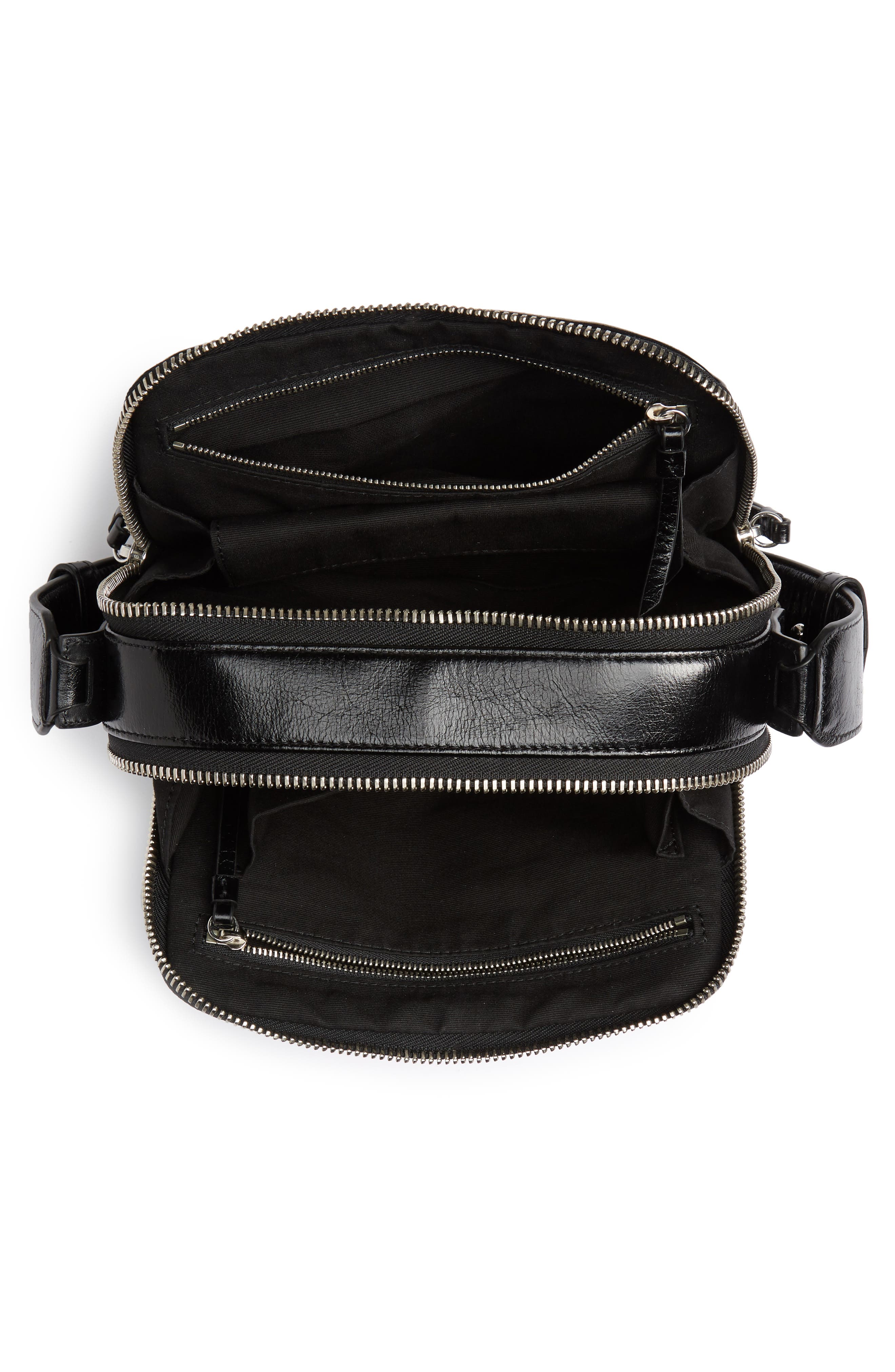 AllSaints Vincent Shiny Leather Crossbody Bag, Alternate, color, 