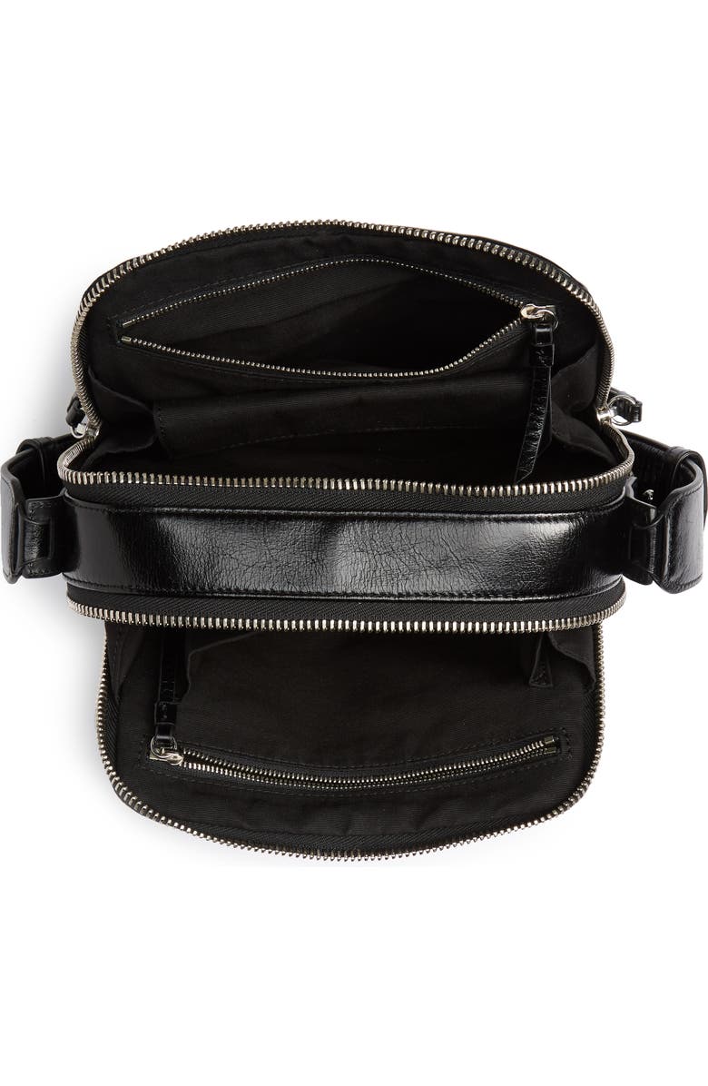 AllSaints Vincent Shiny Leather Crossbody Bag, Alternate, color,