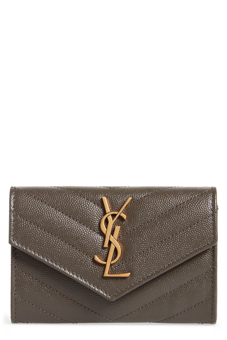 Small Monogram Leather Envelope Wallet, Main, color, PEBBLE