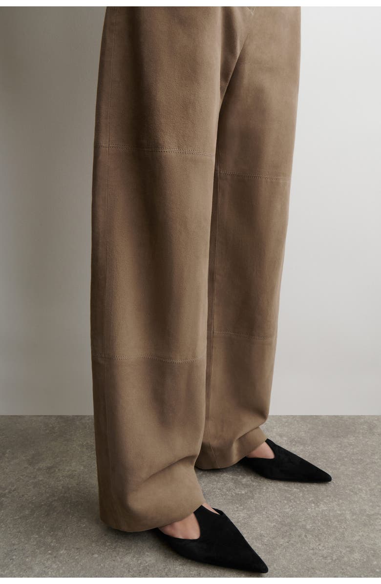 COS Suede Straight-leg Trousers, Alternate, color, Beige