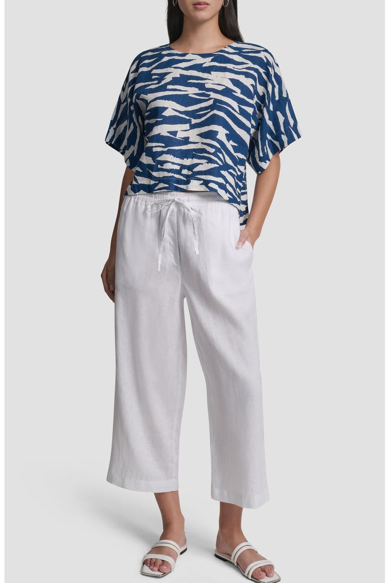 Pattern Boxy Linen Top, Alternate, color, TIDAL BREAK