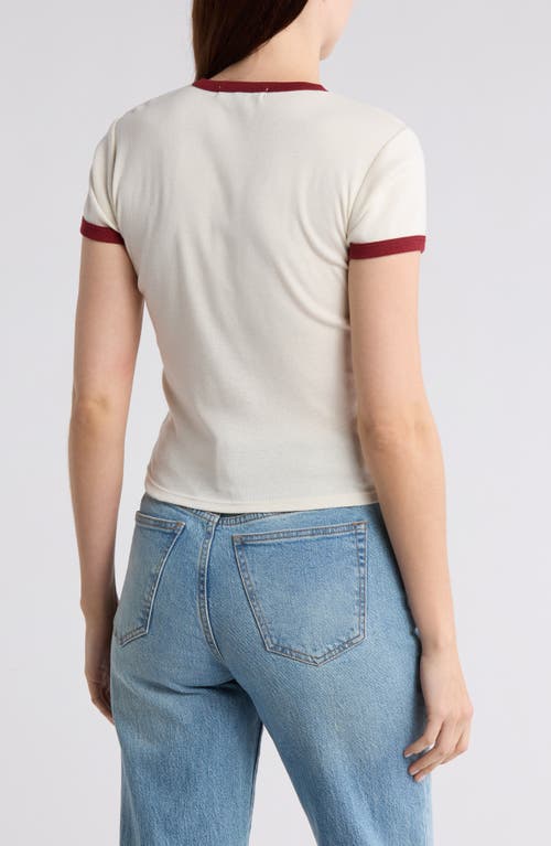 Shop Vinyl Icons Star Appliqué Charm Ringer T-shirt In Off White