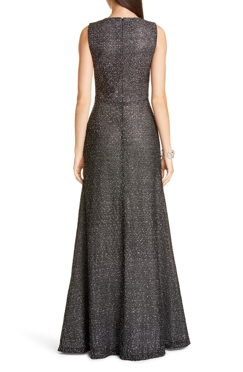 St. John Evening Embellished Netting Knit Trumpet Gown, Alternate, color,