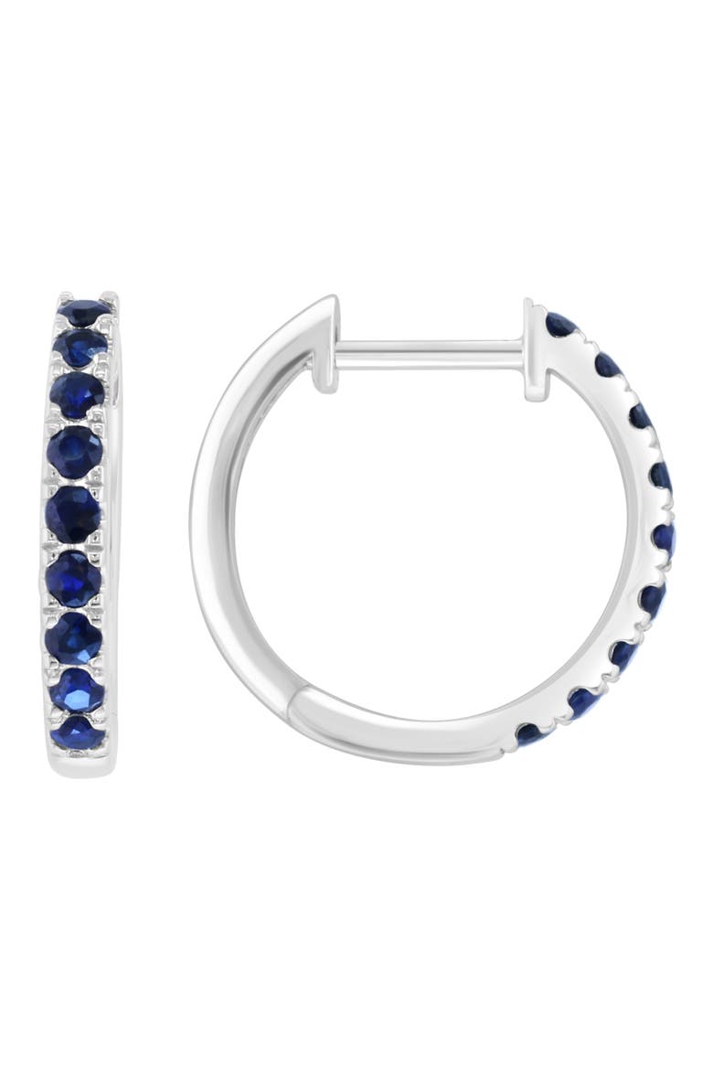 Sterling Silver Sapphire Huggie Hoop Earrings, Alternate, color, BLUE