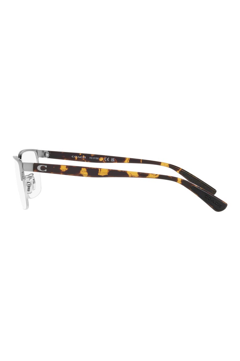 56mm Rectangular Optical Glasses, Alternate, color, SHINY GUNMETAL/ TORT