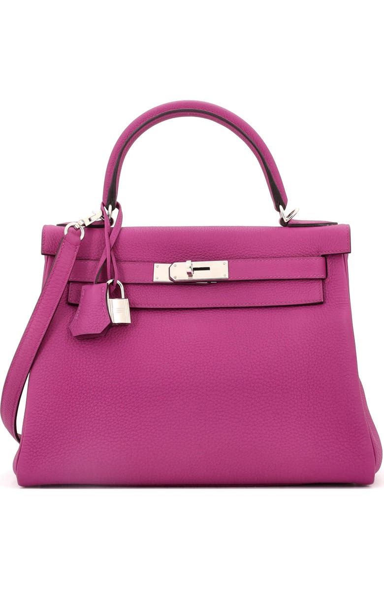 Pre-Owned Hermes Kelly Handbag Pink Togo with Palladium Hardware 28, Main, color, Rose Pourpre