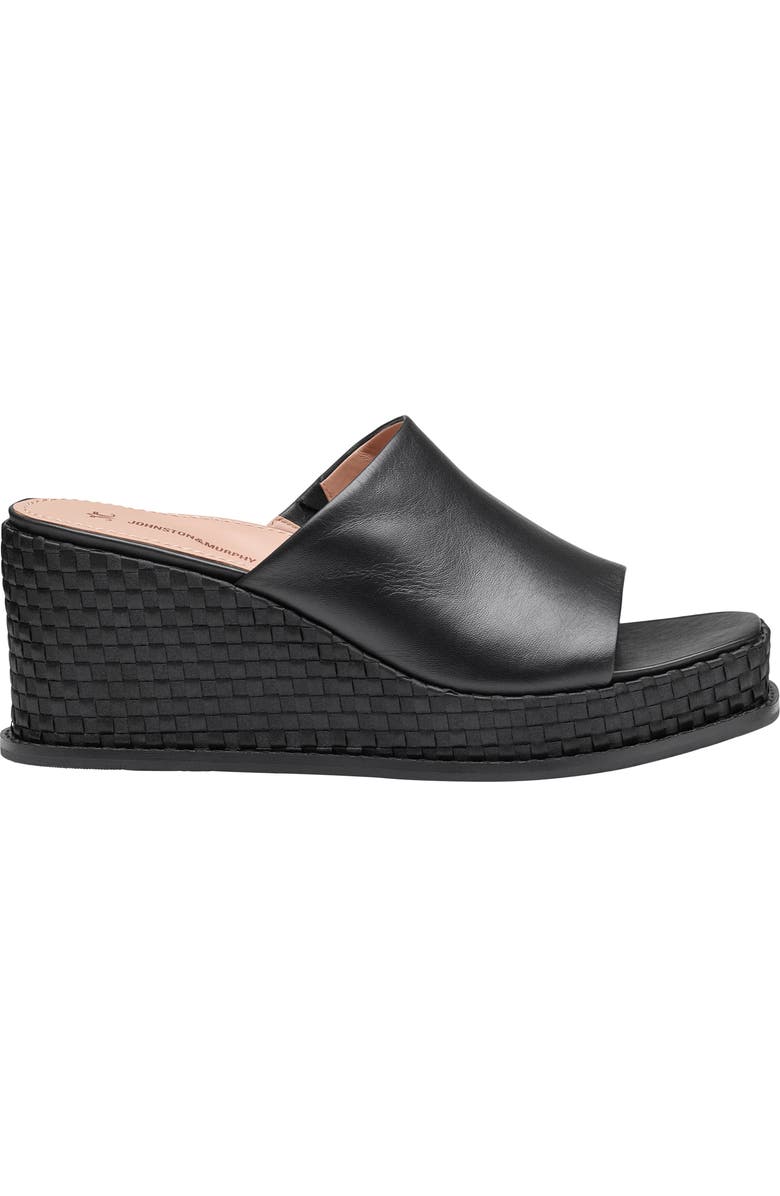 Johnston & Murphy Mallory Platform Wedge Slide Sandal, Alternate, color, Black Nappa Leather