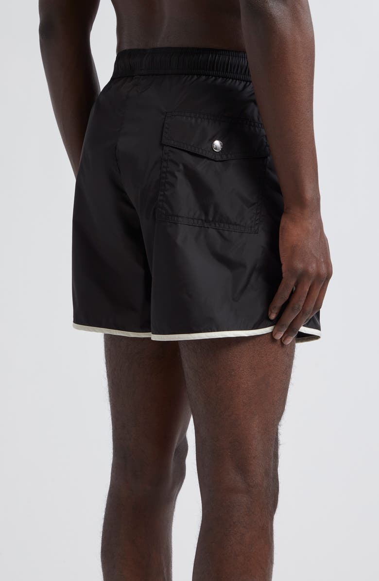 Moncler Logo Patch Nylon Swim Trunks, Alternate, color, 