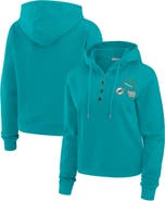 WEAR by Erin Andrews Women's WEAR by Erin Andrews  Aqua Miami Dolphins Waffle Hoodie Pullover Top