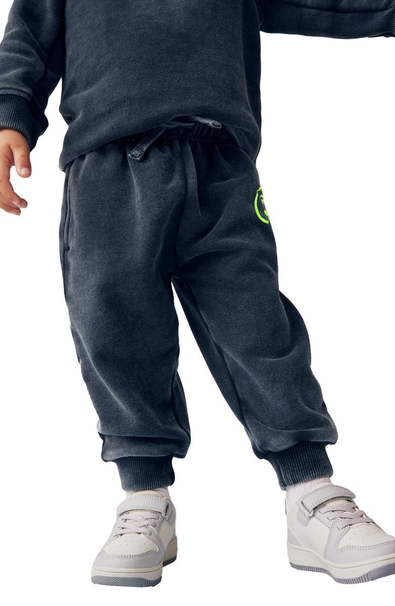 NEXT Kids' Washed Smiley Face Crewneck Sweatshirt & Joggers Set, Alternate, color, 
