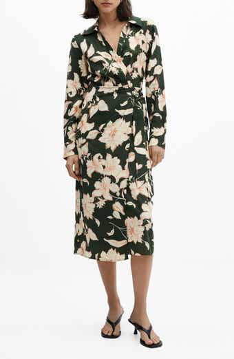 MANGO Carola Tie Waist Long Sleeve Dress