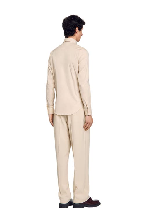 Sandro Long Sleeve Button Front Shirt In Oats