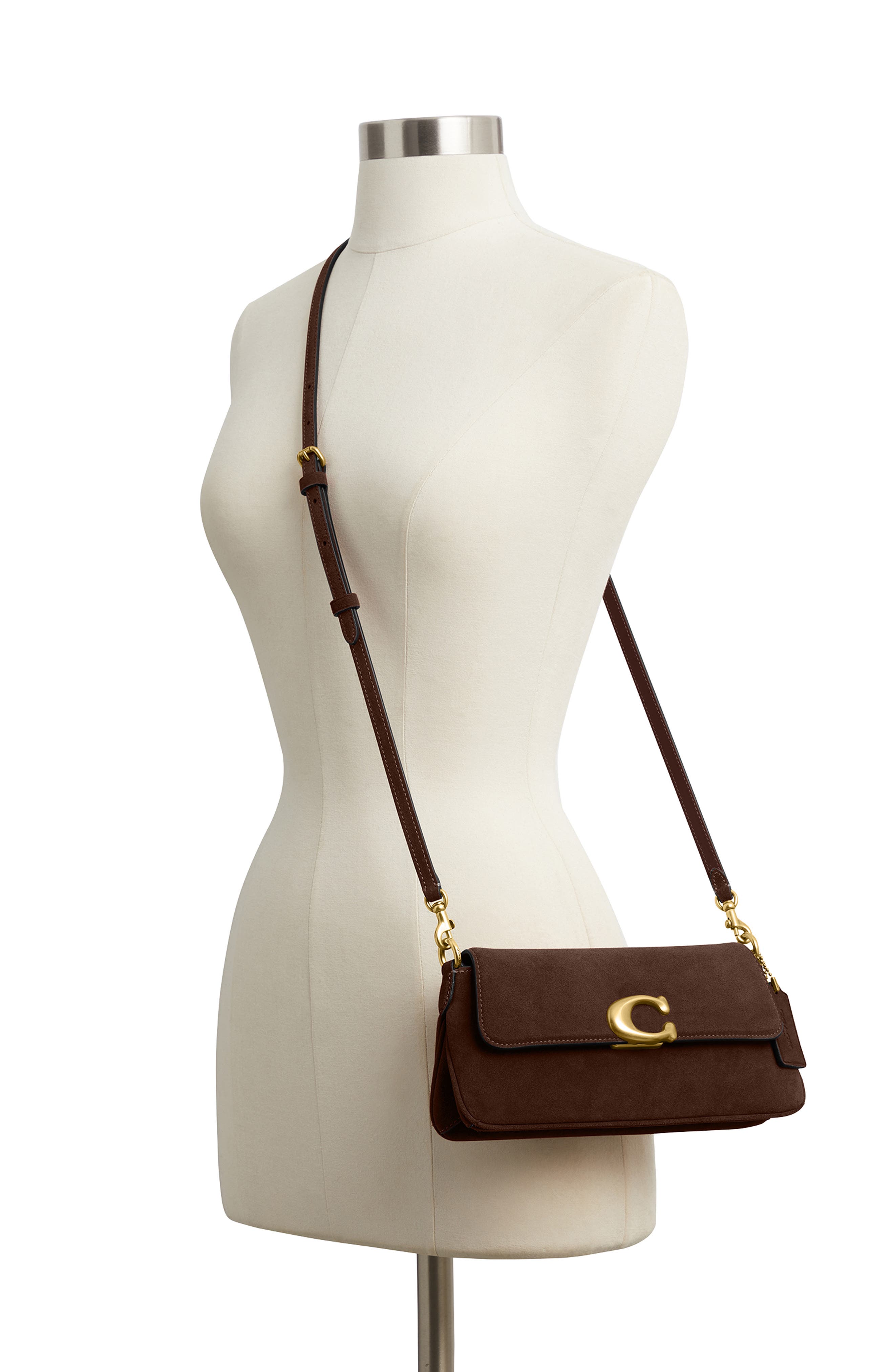 Jet Suede Shoulder Bag, Alternate, color, DARK CHOCOLATE