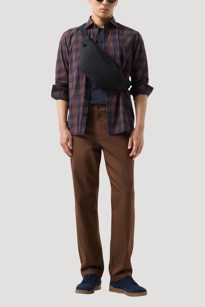 Hardy Cotton Shirt, Alternate, color, Brown/navy blue