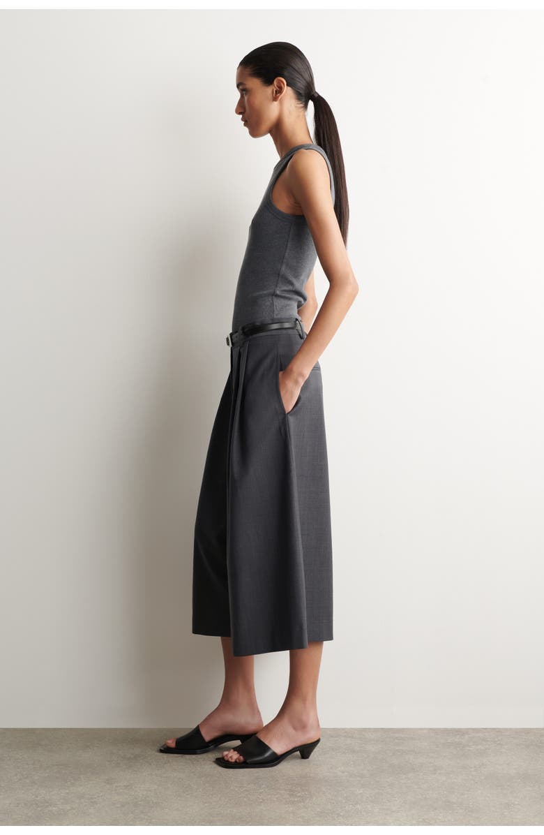 COS Pleated Wool-blend Culottes, Alternate, color, Gray