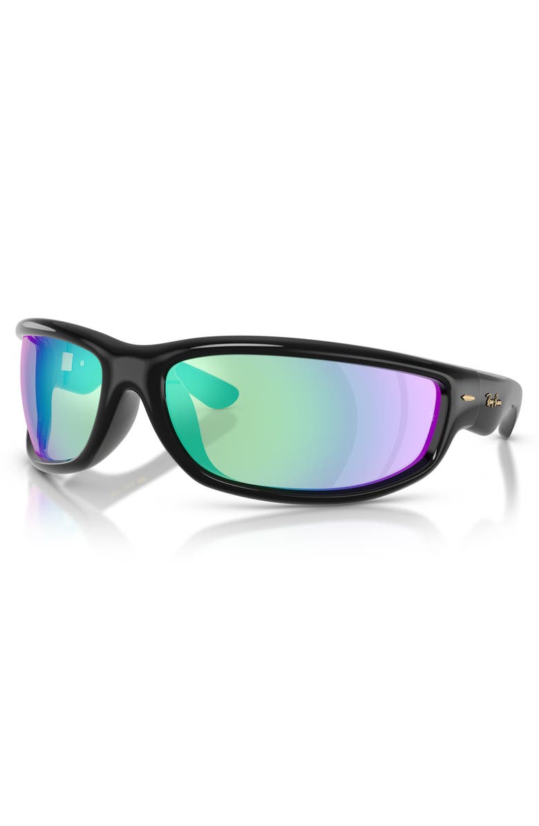 Ray-Ban x A$AP Rocky Ultra Wrap 003 86mm Mirrored Shield Sunglasses, Alternate, color, Black/ Light Grey Mirror Blue