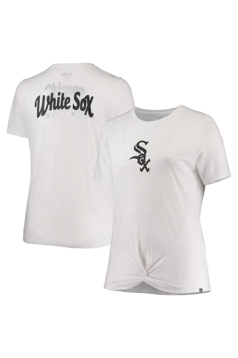 Women's New Era White Chicago White Sox Plus Size 2-Hit Front Knot T-Shirt, Main, color, White