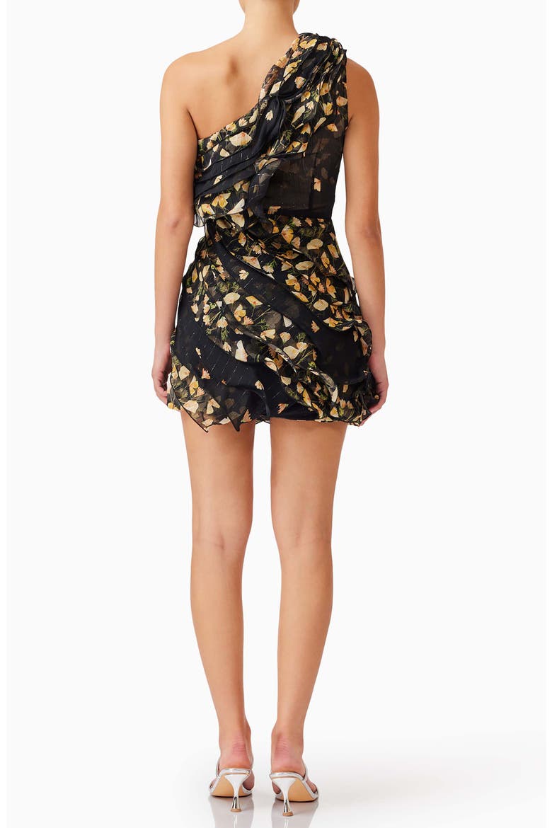 Tulsia Metallic Ruffle One-Shoulder Cocktail Minidress, Alternate, color, BLACK MULTI