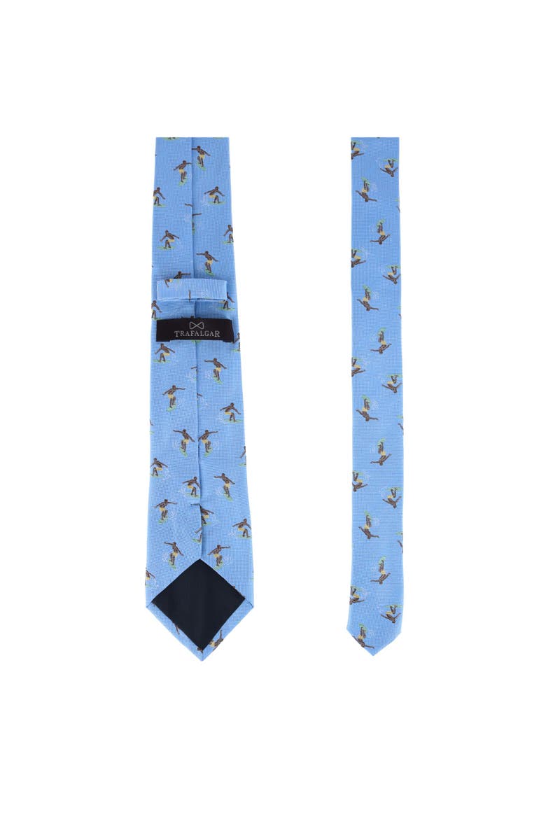 Raglan Surfing Novelty Silk Necktie, Alternate, color, Light Blue