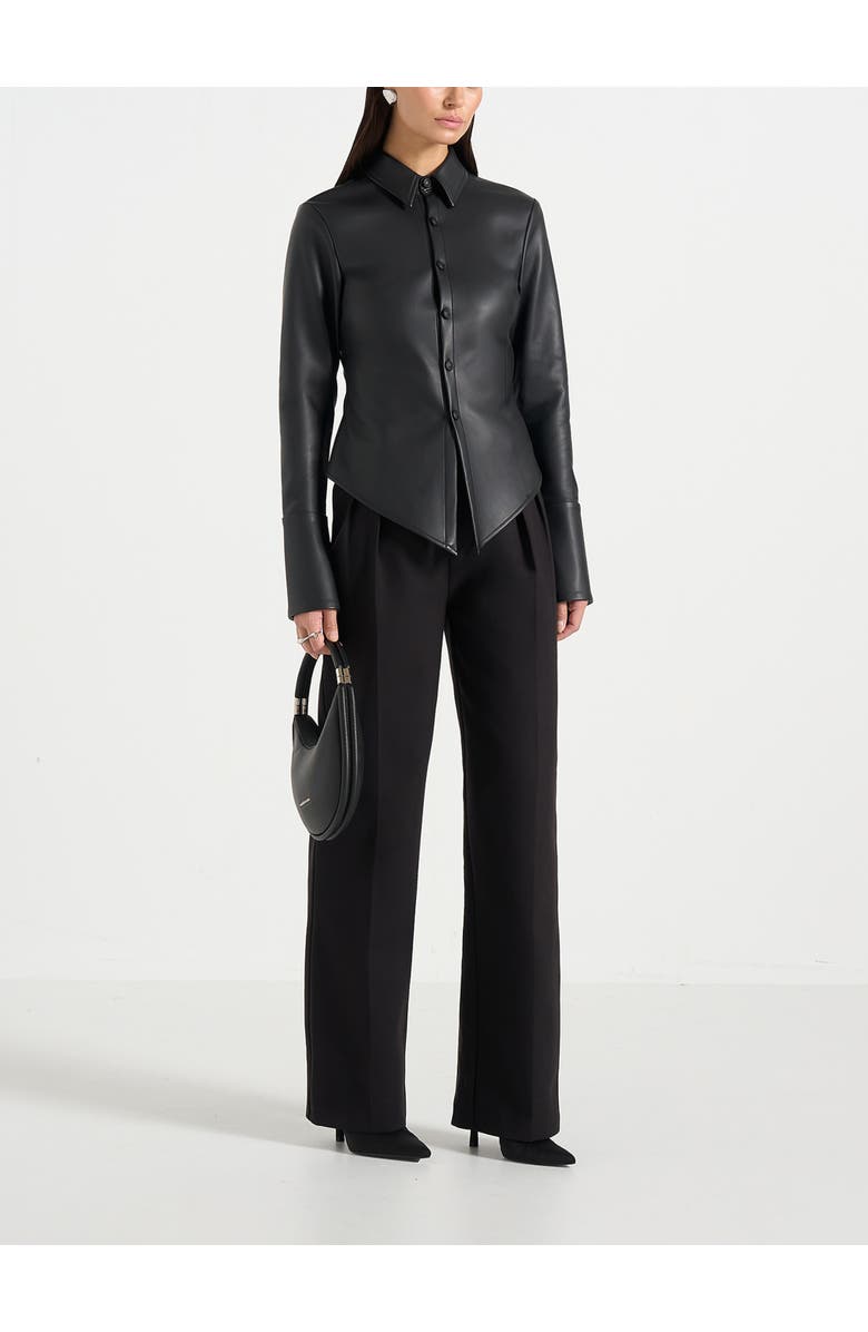 Manière De Voir Sonia Leather Cinch Shirt, Main, color, Black