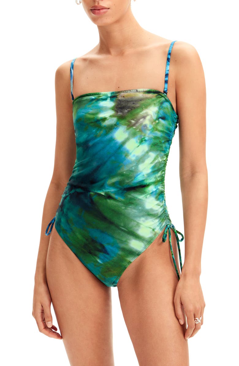 Desigual Asinara Cinched One-Piece Swimsuit, Main, color, 