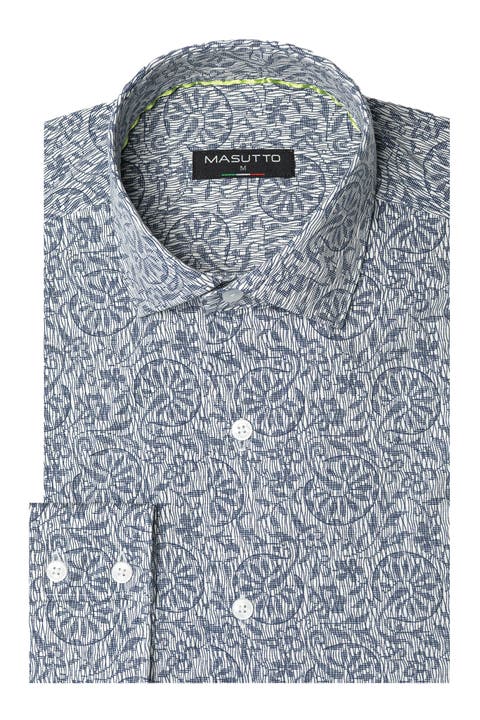 Tatum Floral Knit Print Button-Up Shirt