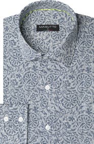 MASUTTO Tatum Floral Knit Print Button-Up Shirt
