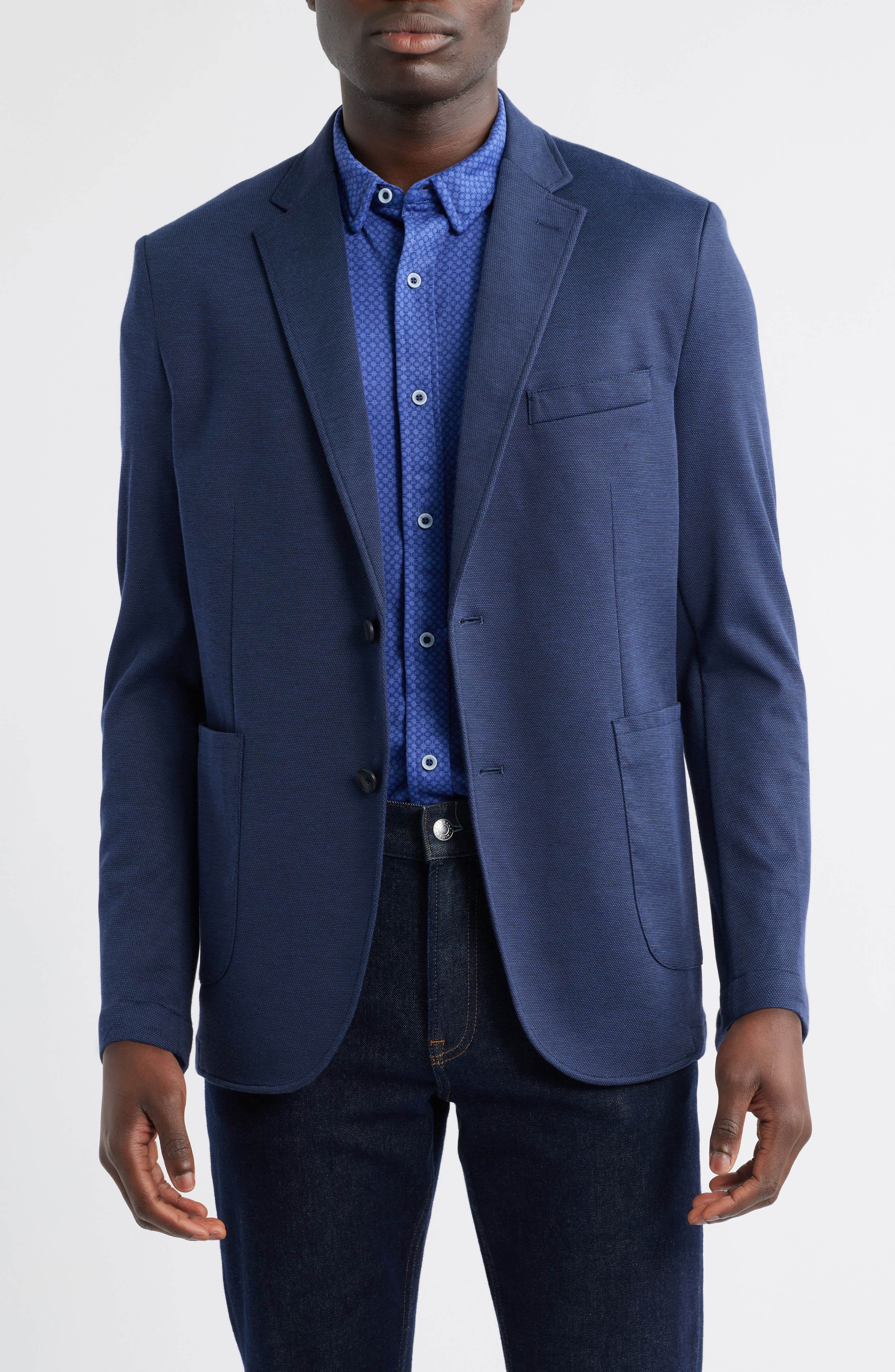 XC Flex Navy Bird's Eye Knit Sport Coat