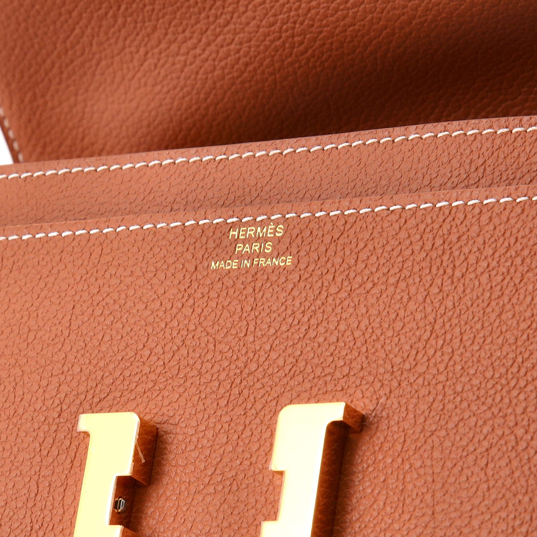 Pre-Owned Hermes Constance To Go Wallet Evercolor, Alternate, color, Gold