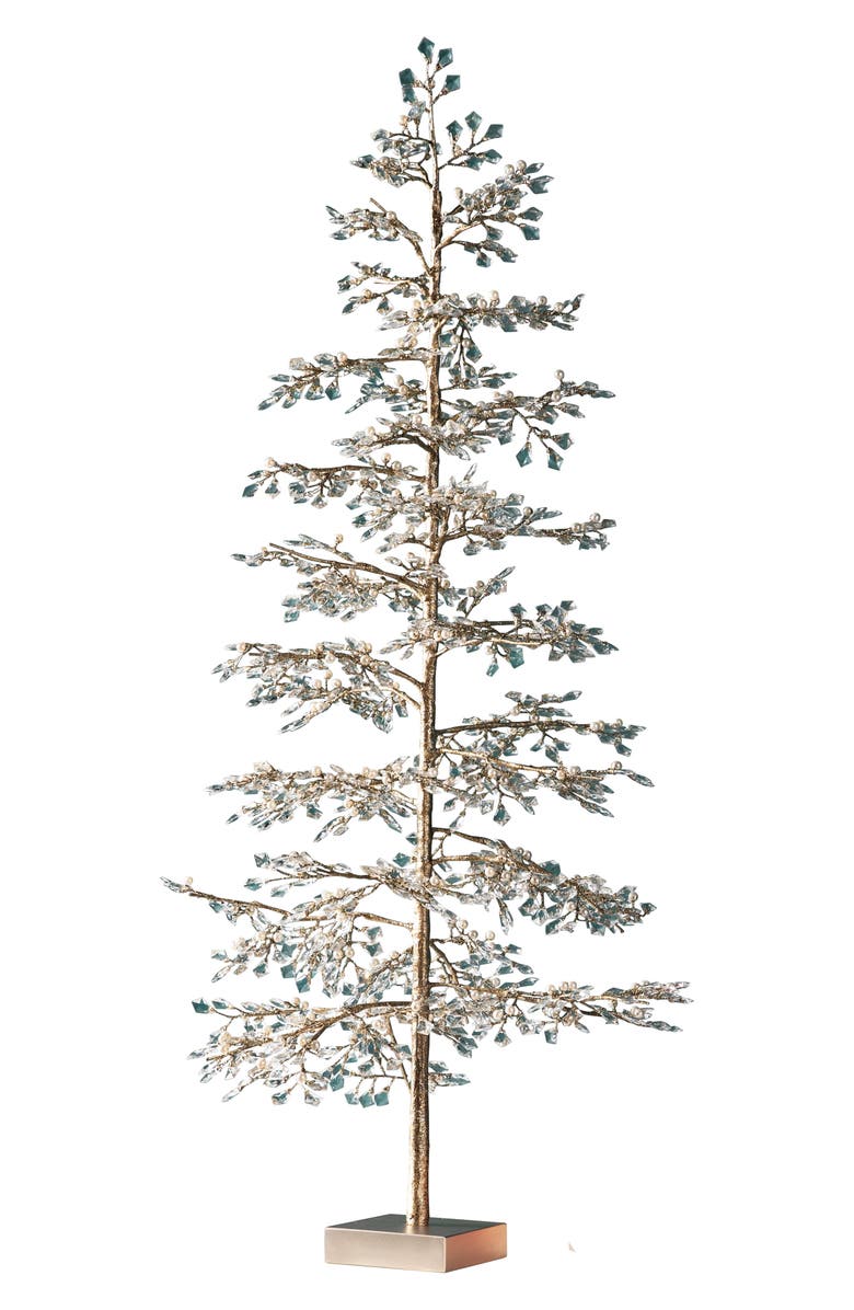 Balsam Hill Crystal & Bead Champagne Tabletop Tree, Alternate, color, Clear