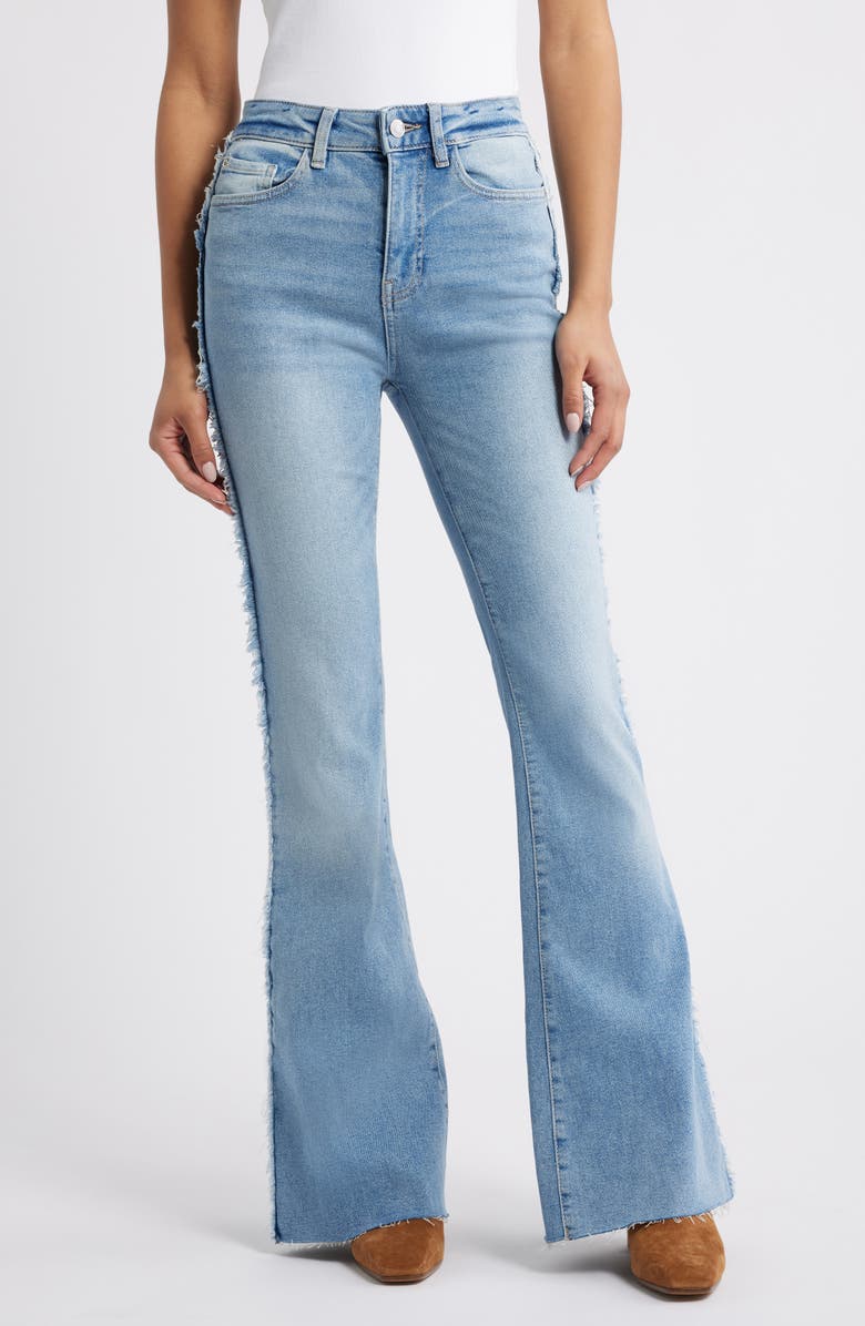 WARP+WEFT Mia Fray Seam Raw Hem Flare Leg Jeans, Main, color, Crossroads