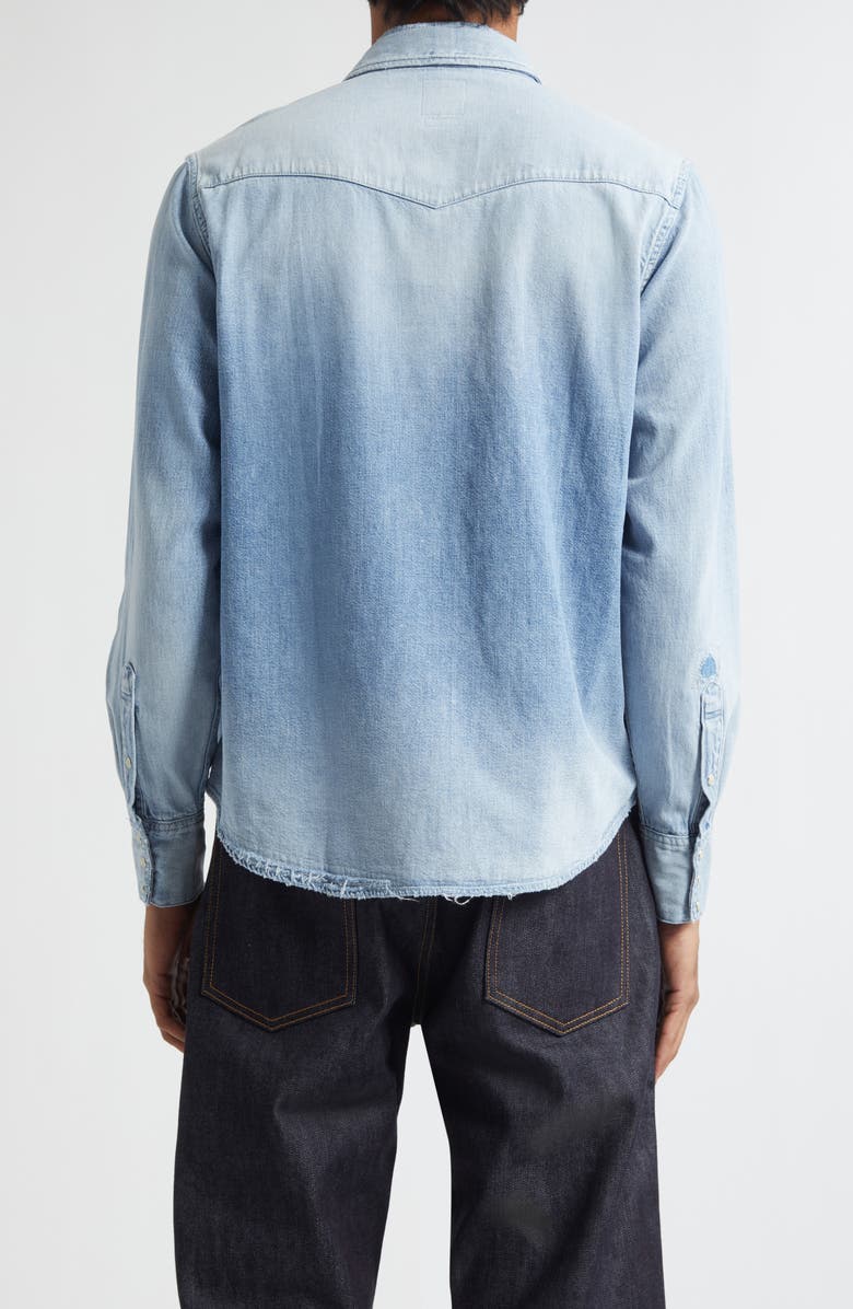 VISVIM Social Sculpture Distressed Denim Shirt, Alternate, color, Crash