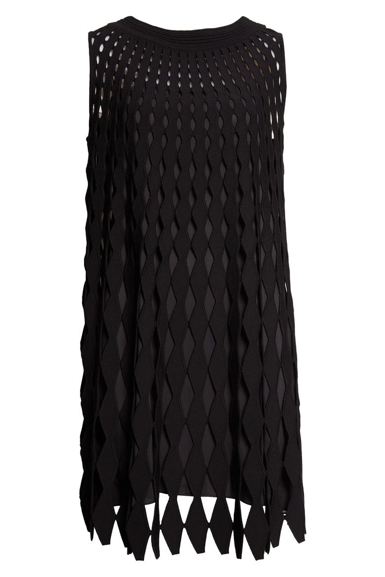 Sleeveless Geometric Knit Dress, Alternate, color, BLACK SOLID