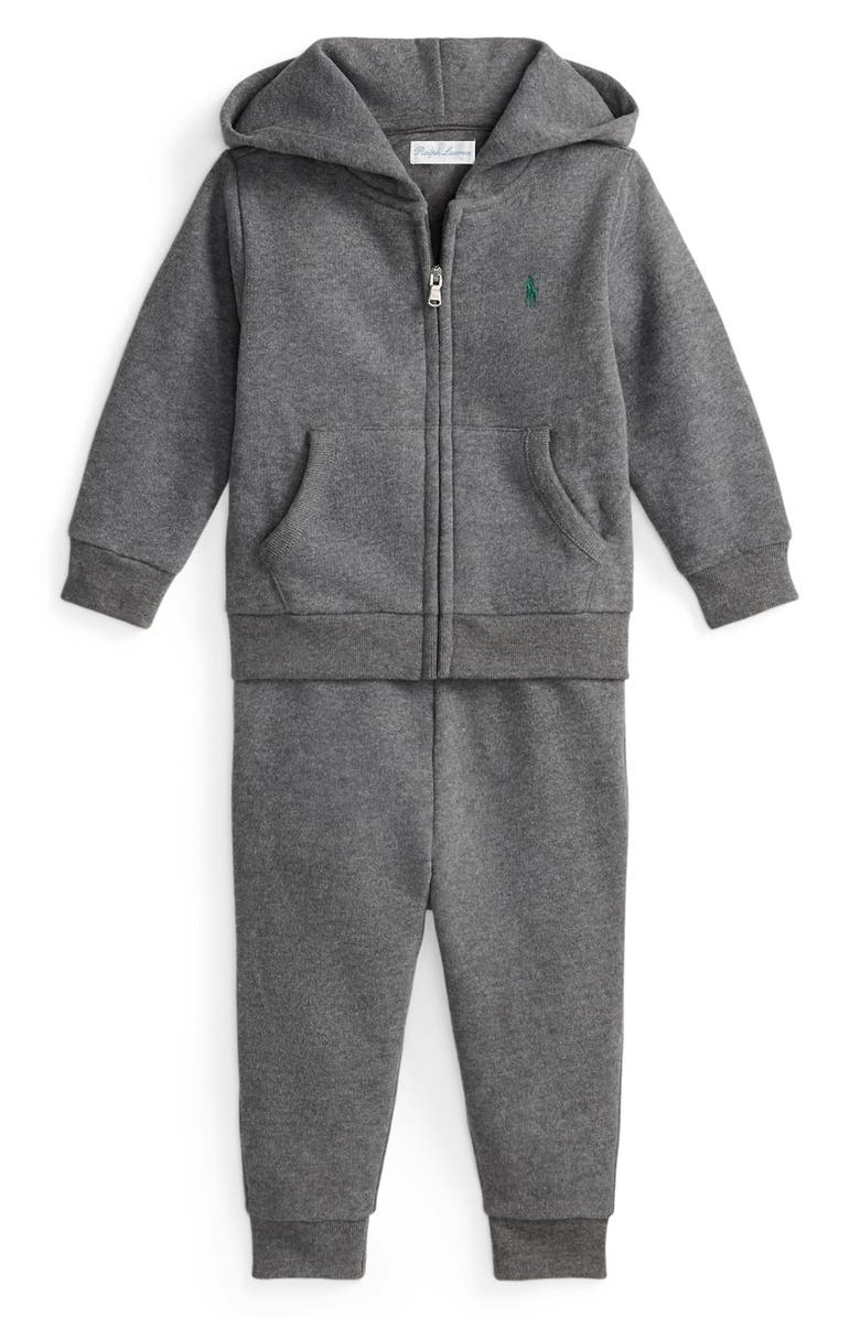 Ralph Lauren Magic Fleece Hoodie & Joggers Set, Main, color, Fortress Grey Heather