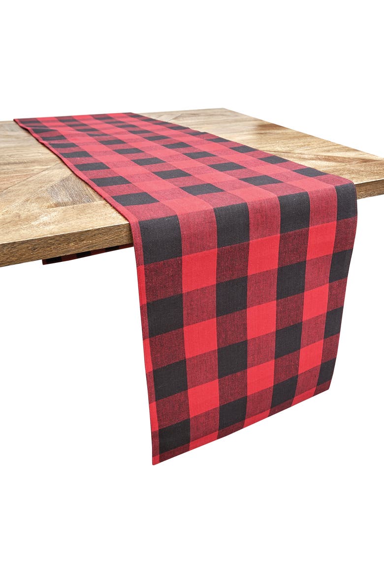 Franklin Red & Black Buffalo Check Gingham Table Runner 13" x 72", Alternate, color, Red