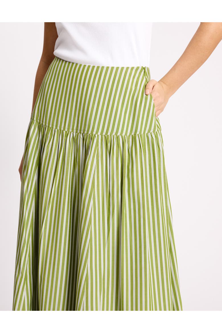 Stripe Drop Waist A-Line Skirt, Alternate, color, Green
