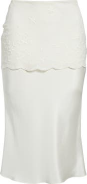 POSSE Cove Lace Stretch Silk Midi Skirt