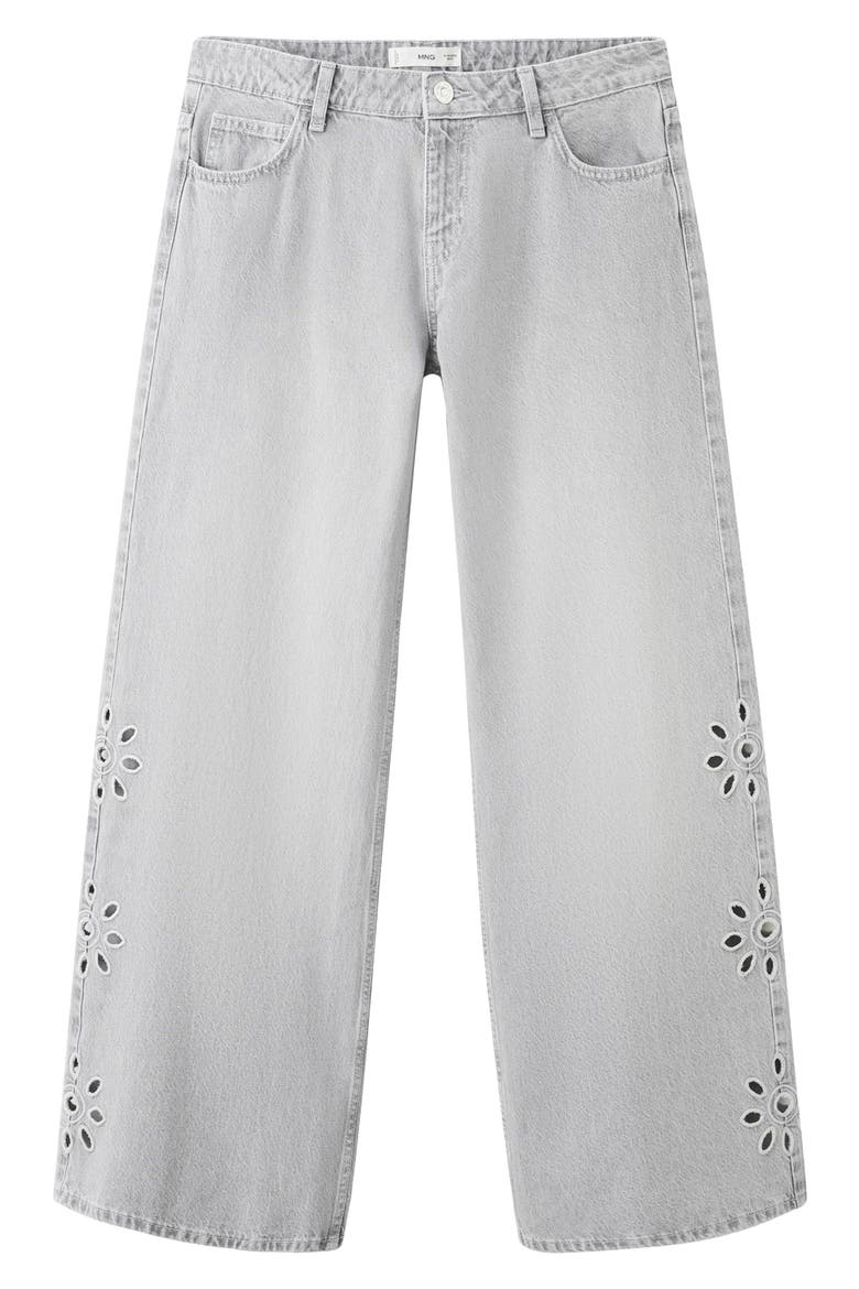 Floral Embroidered Straight Leg Jeans, Alternate, color, DENIM GREY