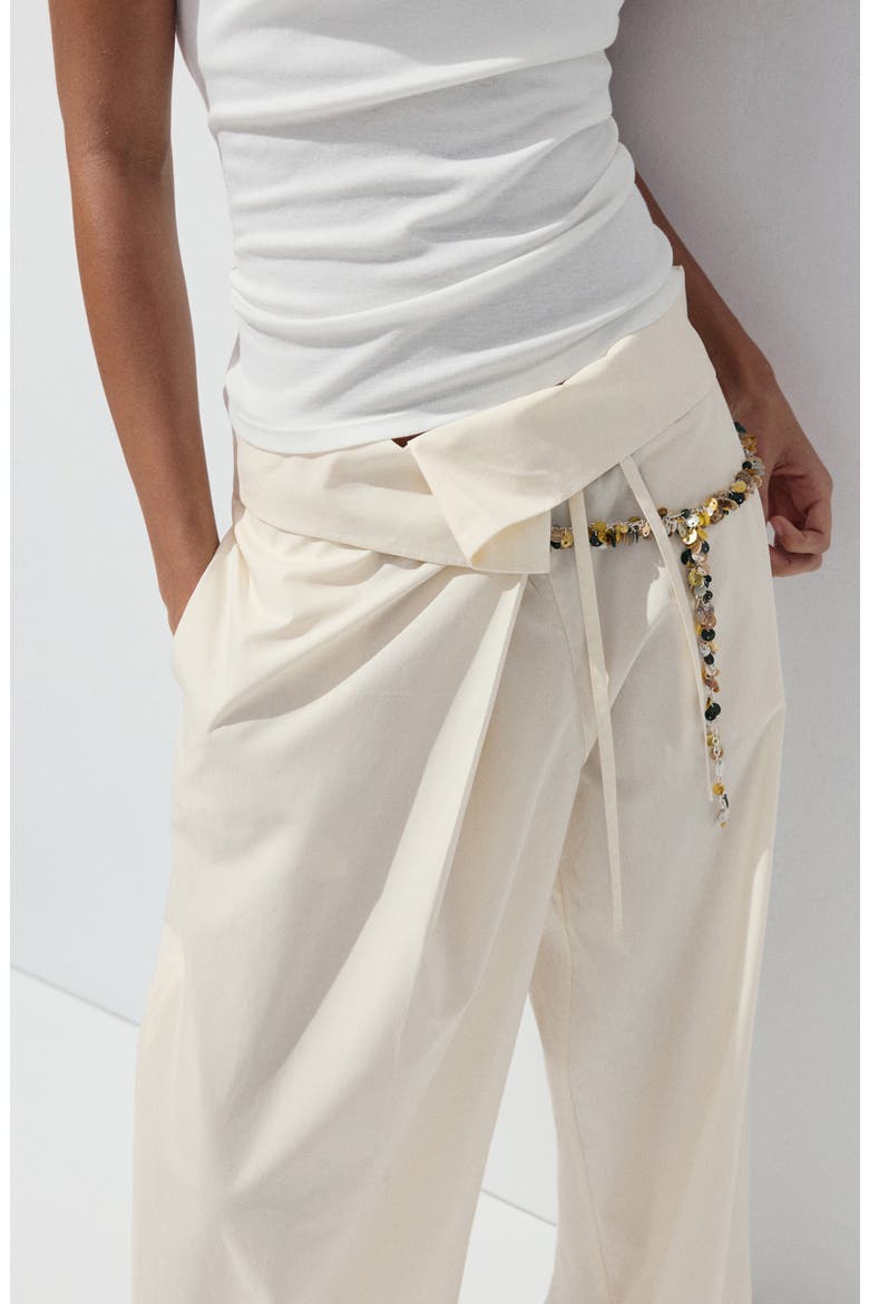 Asymmetric Waist Straight Leg Cotton Pants, Alternate, color, ECRU