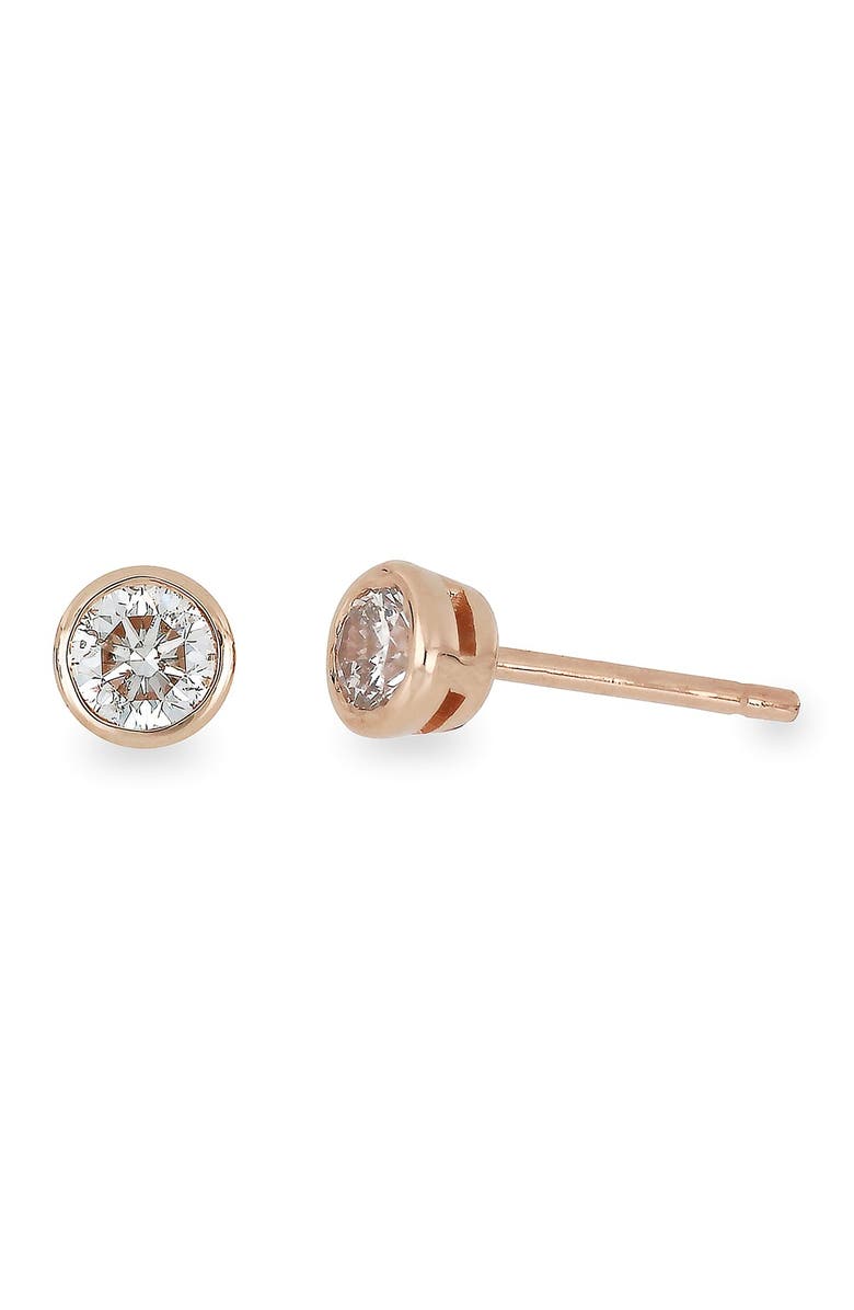 Bony Levy 14K Rose Gold Bezel Set Diamond Stud Earrings - 0.25 ctw, Main, color, 