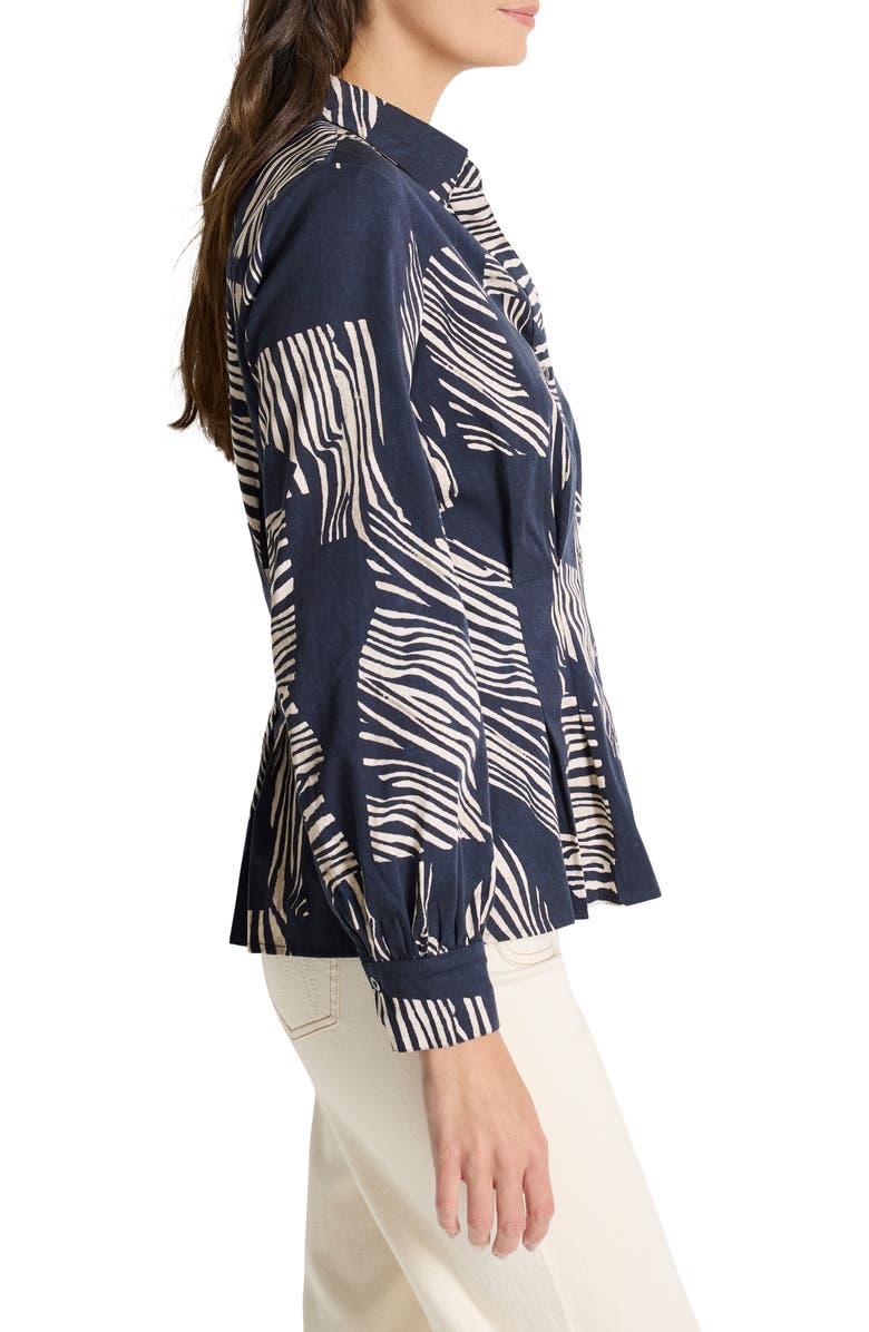 NIC+ZOE Zebra Stripe Stretch Cotton Button-Up Shirt, Alternate, color, 