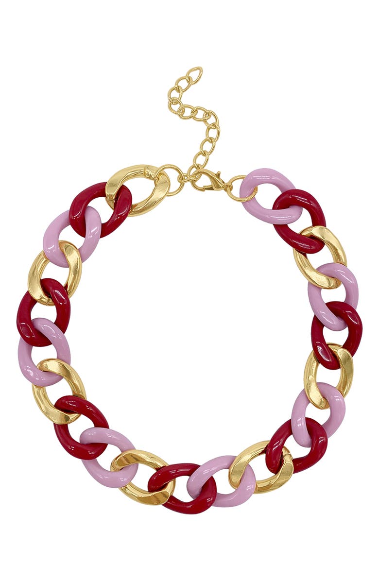 Adornia Pink Curb Chain Necklace, Main, color, 