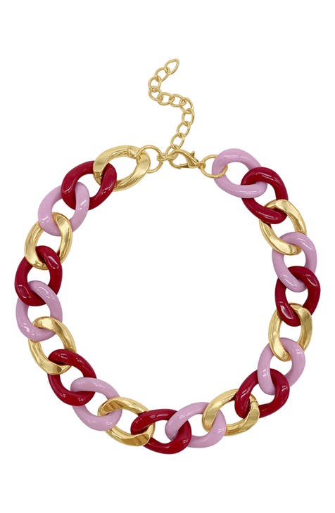 Pink Curb Chain Necklace