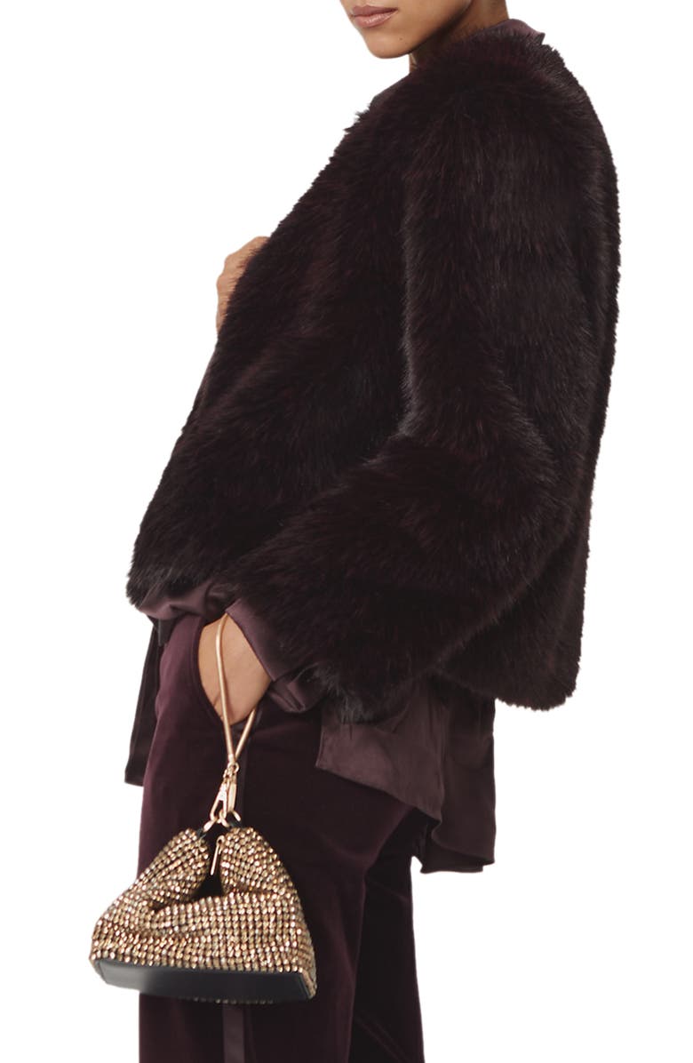 Reiss Marco Faux Fur Jacket, Alternate, color, Marco Burgundy