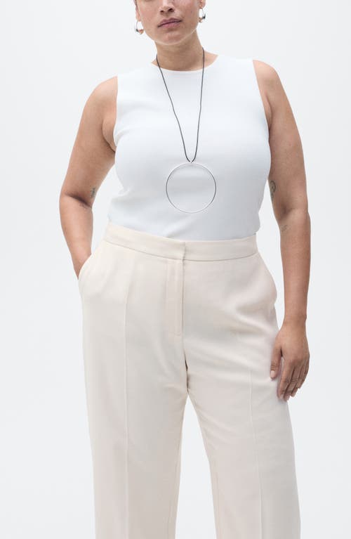 Mango Tempo Straight Leg Pants In Ecru