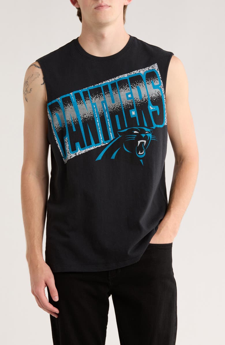 Junk Food NFL Panthers Cotton Graphic Muscle Tee, Main, color, True Black