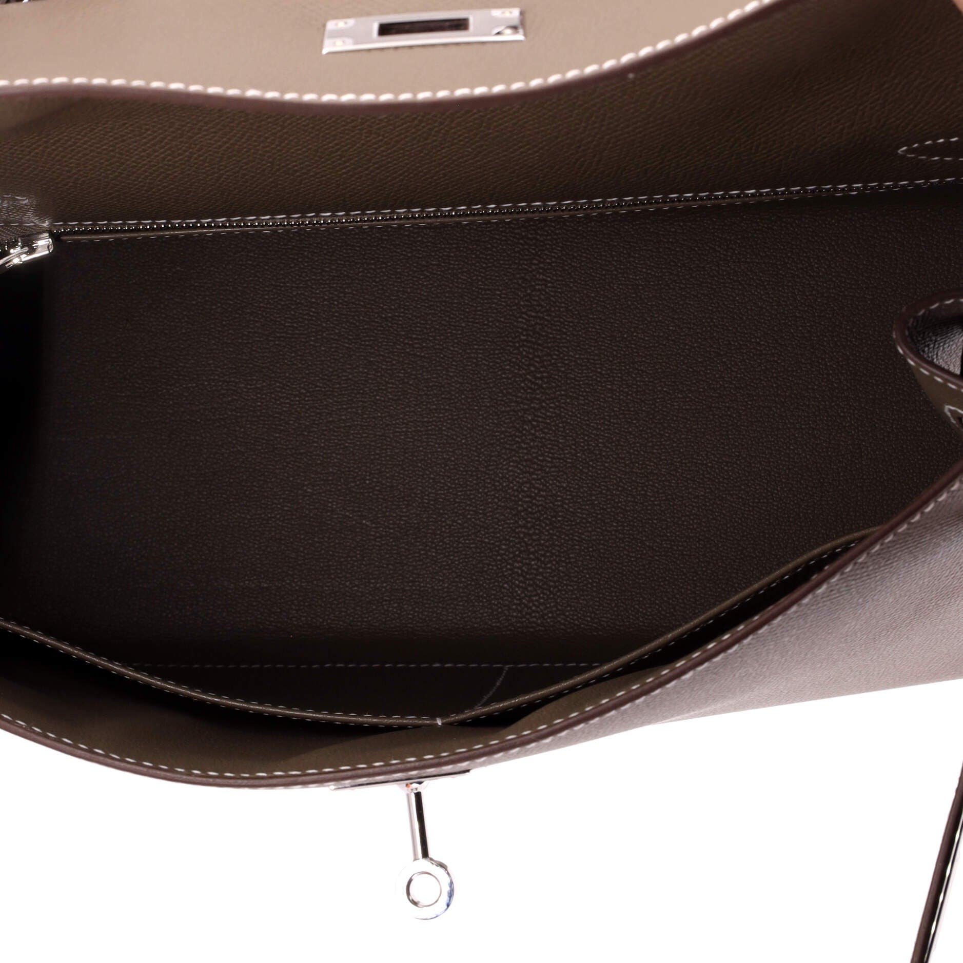 Pre-Owned Hermes Kelly Handbag Grey Epsom with Palladium Hardware 32, Alternate, color, Etoupe