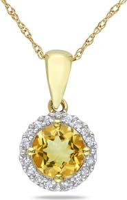 Julianna B. Gemstone & Diamond Halo Necklace 10K